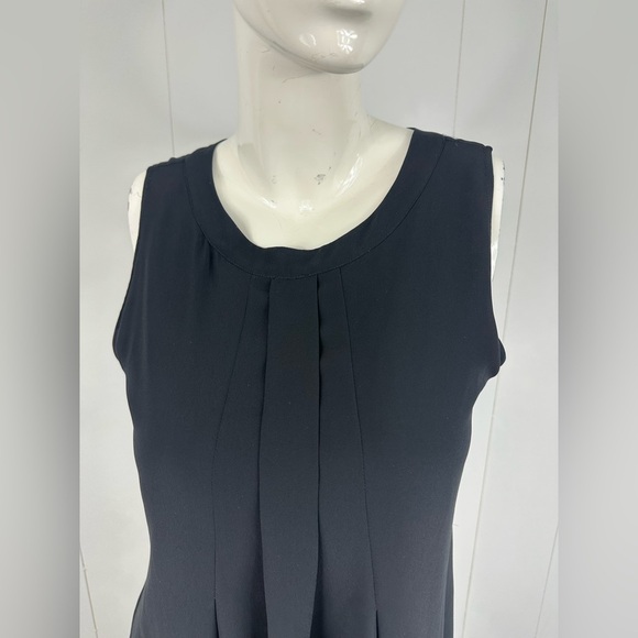 Black Label by Chicos Top Womens Sz 0/S Black Sheer Chiffon Lined Pleated - Picture 5 of 7